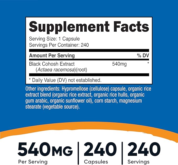 Nutricost Black Cohosh 540mg, 240 Capsules - Non-GMO, Gluten Free