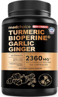 Extra Strength Turmeric Capsules - High-Absorption 2360 mg Curcumin Supplements, Non-GMO Blend for Digestive Comfort & Daily Support - Organic Turmeric Supplement with Black Pepper (120ct, Pack of 1)
