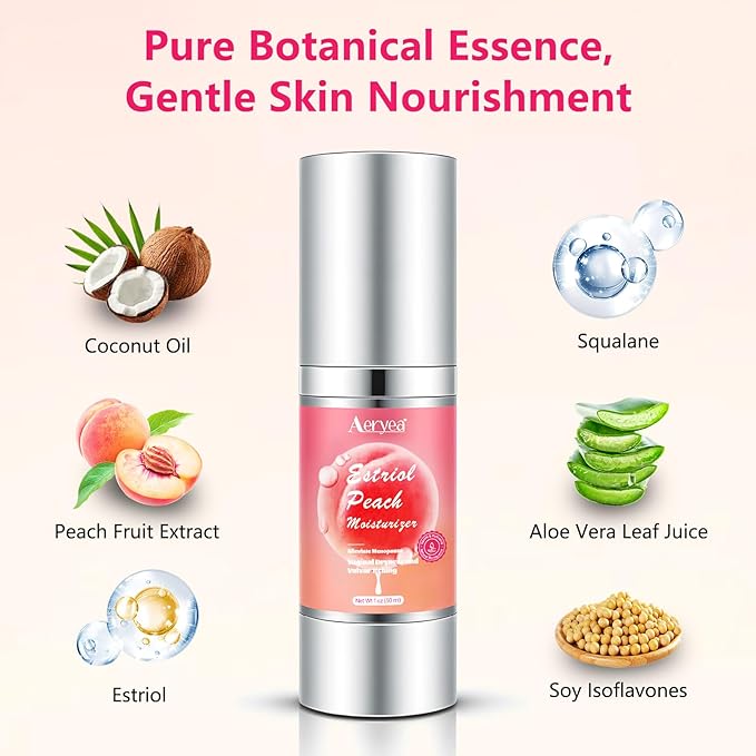 Estriol Peach Cream for Women's - Menopausal Hormone Balance Natural Bioidentical Estrogen Silky Cream for Relief Menopausal Vaginal Dryness & Vulva Itch 1 fl. oz(2 Month Supply)