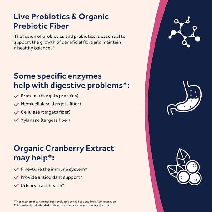 Doctor's Recipes Probiotics for Women, 100 Billion CFU 32 Strains, with Prebiotic, Enzymes & Cranberry, Shelf Stable, Delayed Release, 60 Caps