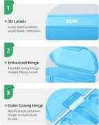 PULIV Weekly Pill Organizer with Large Capacity, Dual Protection Pill Box 7 Day, Arthritis Friendly Pill Case Easy to Open, Medicine Organizer for Vitamins, Medications, Fish Oils, Supplements (Blue)