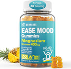 Sugar Free Magnesium Glycinate Gummies 400mg with Ashwagandha, B1, B3, Rhodiola Rosea & Saffron for Support Rest, Mood & Energy Calm Magnesium Gummies for Adults, Chewable Magnesium Supplement, 60Ct