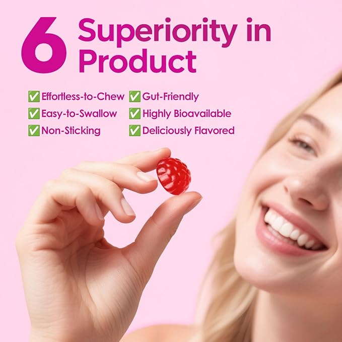 5 IN 1 Magnesium Glycinate Gummies,1400mg Magnesium Complex with Glycinate, L-Threonate, Vitamin B6, CoQ10 & Black Pepper, Organic, Non-GMO, Third-Party Tested, Gut-Friendly & Easy-to-Chew 120 Gummies