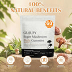 Lions Mane Mushroom Supplement Gummies - All-in-One Daily Mushroom Supplement Gummy, 12 Mushroom Blend Cordyceps, Chaga, Reishi, Herbal Brain Supplement for Cognitive, Memory & Focus,60 Gummies