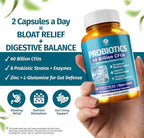 1 Body 60 Billion Probiotics for Men & Women, Gut Health for Men & Women with Prebiotics, Digestive Enzymes, Zinc & L-Glutamin, Non-GMO, 60 Vegan Digestive Probiotic Capsules
