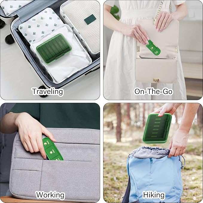 Weekly Pill Organizer 3X a Day, 7 Day Pill Box 3 Times, Portable for Travel Pill Case for Pills/Vitamin/Fish Oil/Medication/Supplements (3x7 Green)