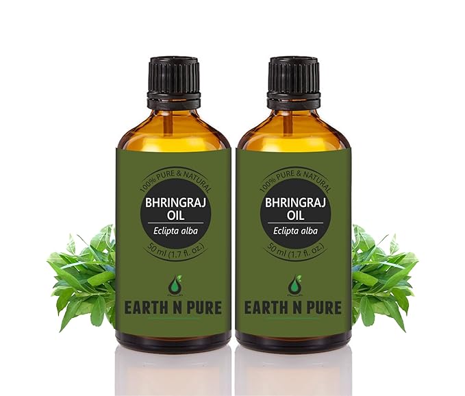 Earth N Pure Bhringraj Oil Cold Pressed, Natural & Therapeutic Grade for Hair Growth – Pack of 2 | 50 ml
