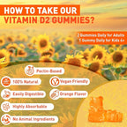 duwhot Vitamin D2 Gummies 2000 IU, Plant-Based D2 Vitamin Supplement from Whole Mushroom, Immune Support, Daily Sunshine Supply，Vegan, Non-GMO, Orange, 120