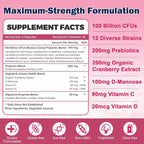 ZEBORA Vaginal Probiotics for Women 100 Billion CFUs, Probiotic for Digestive Health & Vaginal pH Balance & Urinary Tract Health, with Organic Cranberry & Prebiotics, 90 Veggie Capsules