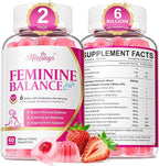Feminine Balance Gummies for Women, Premium Ph Balance Gummies with Probiotic for Vaginal Flora Balance, Immune Support Supplement, Gluten-Free, Strawberry Flavor with Liquid Filled, 120 Count