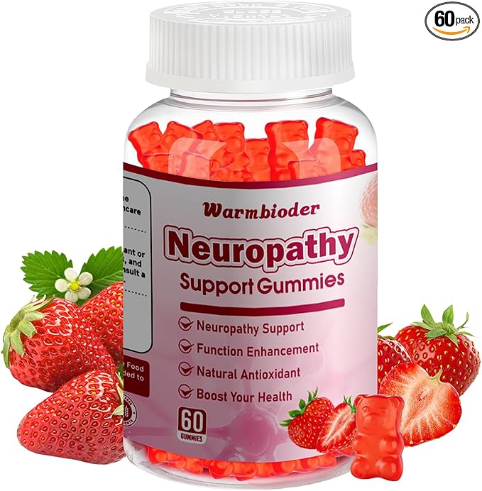 Sugar Free Neuropathy Support Gummies for Nerve – Enhanced Nerve Health, Regeneration, Cognitive Support with Vitamin B1, B6, B12, Magnesium, ALA, Turmeric, CoQ10 & More