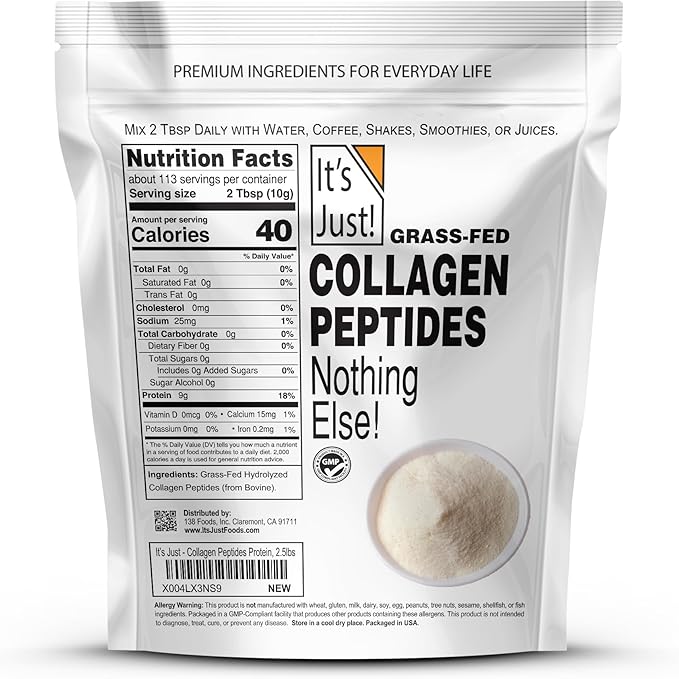 It's Just! - Collagen Peptides, Protein Powder, 40 Ounce, GrassFed Collagen (Bovine)