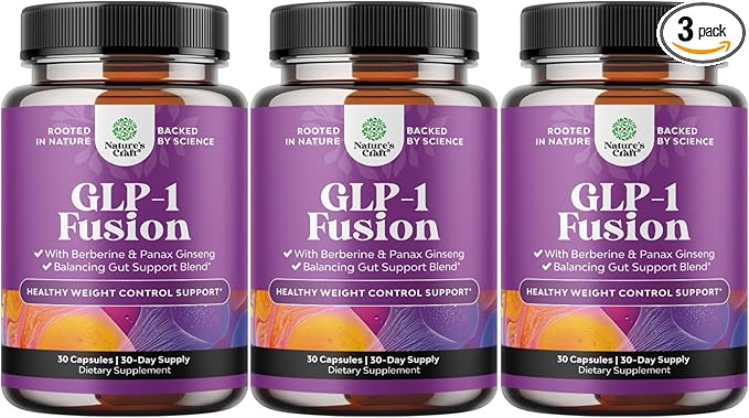 GLP-1 Berberine Supplement - One a Day Healthy Gut Berberine Complex with Panax Ginseng Turmeric Curcumin & Cayenne Pepper for Metabolic Balance - Gluten Free Vegan and Non-GMO - 30 Count - 3 Pack