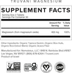 Truvani Magnesium 400mg Oxide Tablets | 60 Tablets | Supports Calm and Sleep, Healthy Bones, Muscle Health, Digestive Health | Non-GMO, Vegan Pills