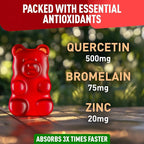 BioVit Quercetin Gummies 500MG - Activated Quercetin for Kids & Adults Immune System & Allergy - Chewable with Bromelain, Zinc, Vitamin C, Vitamin D3 - Made in USA - 60 Vegan Gummy Bears