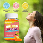 3000MG Mullein Gummies, Extra Strength Mullein Leaf Extract with Quercetin, Bromelain for Lung Detox & Immune Support, Mango Flavor, 60 Count