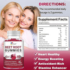 Beet Root Gummies — Nitric Oxide Booster with Organic Beet, Pomegranate & Grape Seed, Vitamin B12 — Energy, Circulation & Heart Health Support, Vegan, Non-GMO, 60 Count (Pack of 1)