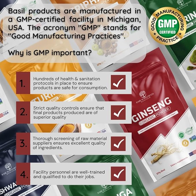 Organic Ginseng Powder, Pure Panax Ginseng Root Powder | Natural Energy, Focus & Immune Support | Korean Herbal Adaptogen | Non-GMO, No Fillers, Smoothie-Ready Superfood.