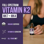 Total K2® | Vitamin K2 as MK7 & MK4 | Plus K1 & Vitamin D3 Cofactor - 620 mcg K2 per Serving - All-Trans MK7 from MenaQ7® - Full-Spectrum Vitamin K - Vegan, Organic Certified (Liquid 1 oz)