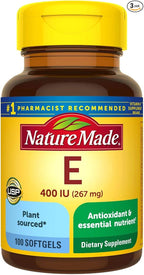 Nature Made Plant Sourced Vitamin E 267 mg (400 IU) d-Alpha Softgels, 100 Count for Antioxidant Support (Pack of 3)