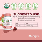 MARYRUTH'S USDA Organic Probiotic Gummies Probiotic Digestive Support | Immune Support | Digestive & Gut Health Supplement | 5 Billion CFU | Vegan | Non-GMO | Gluten Free | 60 Count