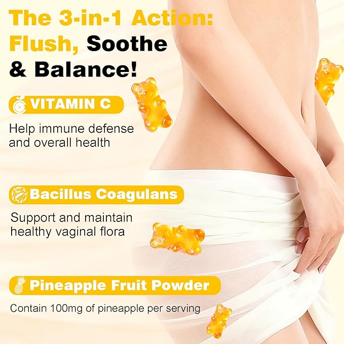 Suiyilary Feminine Probiotics Gummies for Women, Pineapple Gummies PH Balance, Premium Vaginal Health, Immune Support, Vegan, Gluten-Free, Hawaiian Pineapple 90 Gummies 45 Servings
