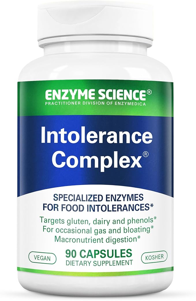 Enzyme Science Intolerance Complex, 90 Capsules Comprehensive Support for Common Digestive Sensitivities Gluten, Casein, Phenol Sensitivities, and Complex Carbohydrates Intolerance Relief
