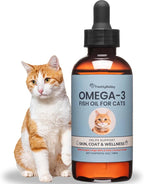 Omega 3 Fish Oil for Cats from Wild Caught Fish - Promotes Healthy Skin, Shiny Coat, & Strong Joints - Minimizes Cat Dandruff - 4 oz Approx. 157 Servings - Human-Grade Clean Ingredients