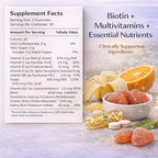 Biotin Hair Skin Nails Gummies: Daily Beauty Supplement for Women Experiencing Stress-Related Hair Thinning, Supports Strong Nails & Healthy Skin, 60 Count, Strawberry Flavor