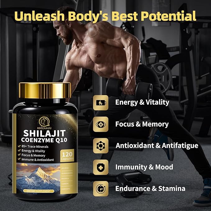 Shilajit for Men with Sea Moss & Ashwagandha,12 in 1 Hima*Layan Shilajit Supplements Capsules with Coenzyme Q10, Fulvic Acid & Humic Acid, Lion's Mane, Support Energy & Immunity, 120 Counts