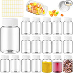 Lamoutor 18Pcs Clear Pill Bottle Plastic Medicine Bottle Empty Reagent Chemical Containers with Caps for Liquid Solid Powder Medicine 80ML