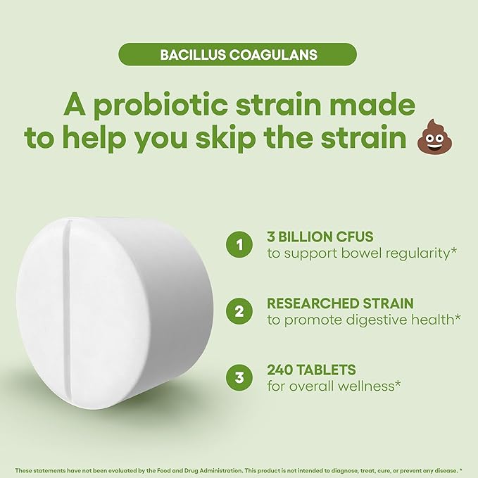Natural Foundation Supplements Bacillus Coagulans Probiotic Supplement 240 Tablets 3 Billion CFU Probiotics for Men & Women Supports Intestinal Digestive & Gut Health (240, Bacillus Coagulans)