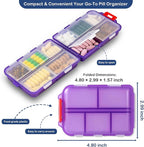 2026 New Extra Large Pill Box with Medicine Labels Travel Essentials Daily Med Container Mini Medication Organizer Storage Organizer Case 7 Day Pill Organizer(Purple)
