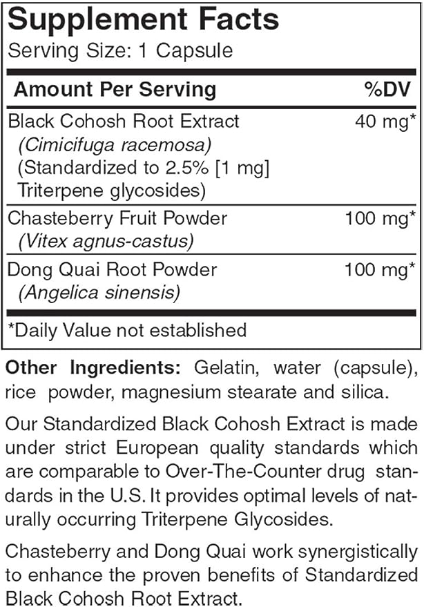Holly Hill Health Foods, European Standardized Black Cohosh Extract Plus, 120 Capsules