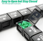 Large Monthly Pill Organizer, XL 4 Weeks Pill Box,28 Day Pill Cases Organizerd by Week,Big Compartment Pill Container with Dust-Proof,for Pills/Vitamin/Fish Oil/Supplements,by Yaklim (Black)