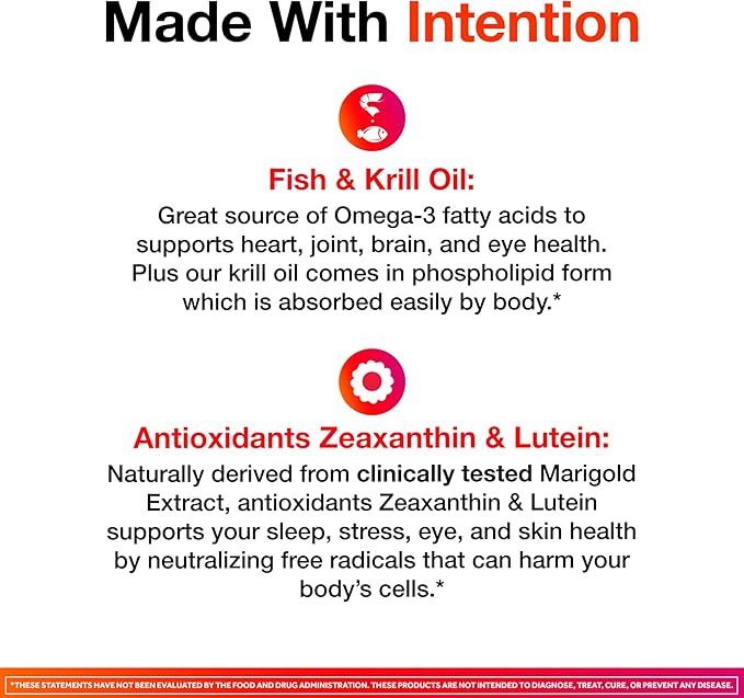 MegaRed Omega-3 Blend Total Body + Refresh 500mg Softgels, (65 Count in a Bottle), Easily Absorbed Krill Oil, to Support Your Heart, Joints, Brain & Eyes
