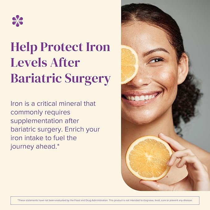 Barimelts Iron with Vitamin C, 90 Fast-Dissolving Tablets (1-Month Supply), Sugar-Free Bariatric Iron Supplement for Women, Natural Orange Flavor