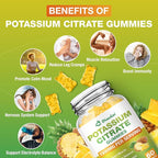 Potassium Citrate 1500mg Gummies - Potassium Supplement for Women & Men, Supports Leg Cramp Relief & Muscle Health, Vegan, Pineapple Flavor (60 Count)