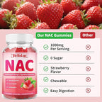 NAC Gummies for Adults & Kids 1000mg Per Serving, NAC Supplement N-Acetyl Cysteine for Immune, Glutathione & Antioxidant Support, Sugar-Free Vegan Strawberry Flavor, 120 Count