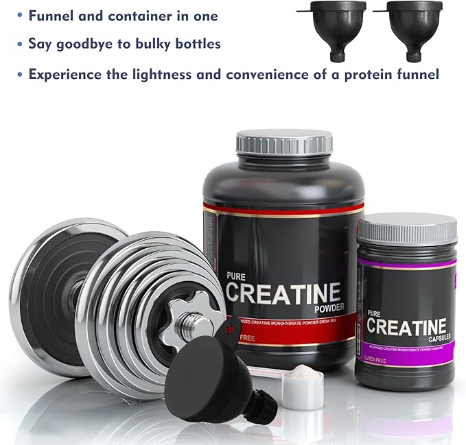 2 Pcs Protein Powder Container, Portable Protein Powder Travel Container, Protein Powder Funnel, Water Bottle Funnels for Powder Mixes, Pre Workout/Gym Supplement Funnel Keychain (100ml)