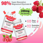 Magnesium Glycinate Gummies, High Absorption Magnesium Glycinate Supplements for Relaxation, Magnesium Chews for Adults and Kids, Raspberry Flavor 120 Count
