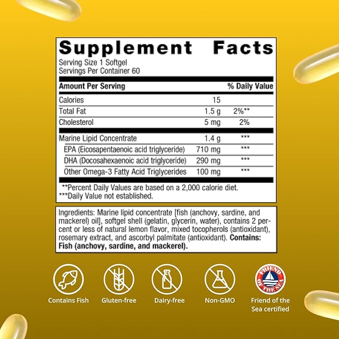 Metagenics OmegaGenics EPA-DHA 1000 mg - High Potency Omega-3 Fish Oil Supplement for Heart, Brain & Joint Health* - Sustainably Sourced - 60 Softgels