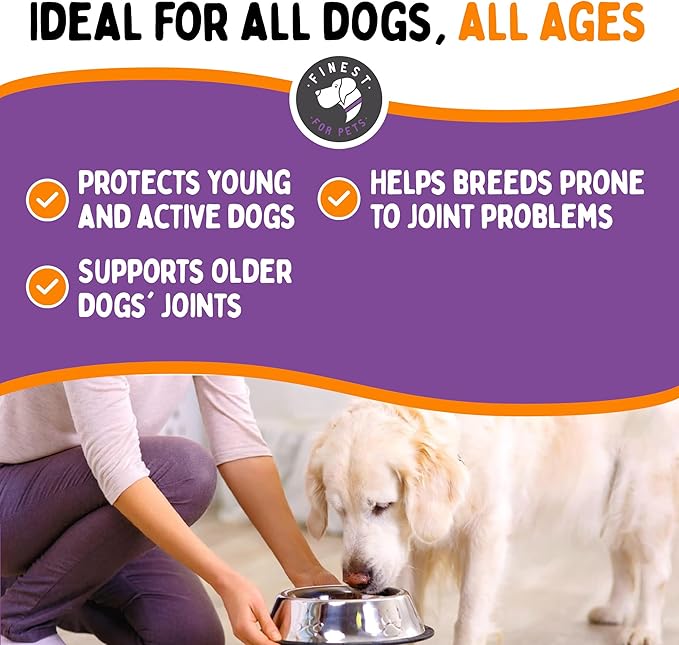 Joint Repair Dog Hip and Joint Supplement with Glucosamine, Chondroitin, Omega 3, MSM & Turmeric. Supports Hip & Joint Health, Mobility & Cartilage Development. 120 Chicken Flavor Chews, Made in USA