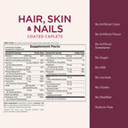 Nature's Bounty Optimal Solutions Hair, Skin & Nails Formula, with 3,000 mcg Biotin, 60 Coated Caplets, 20 Total Servings