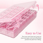 Lifewit Monthly Pill Organizer, 28 Day Pill Box, 4 Weeks One Month Vitamin Cases, Large Compartments Medicine Organizer for Fish Oils, Supplements, 28 Grids, Pink