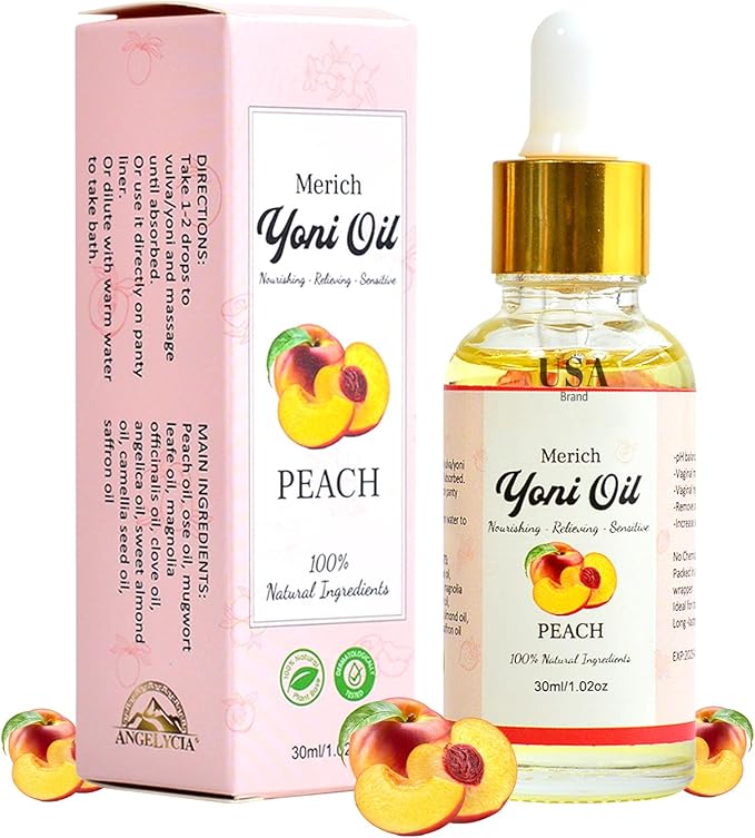 MERICH Natural Yoni Oil for Women | pH Balancing Vaginal Detox Oil, Peach | Rejuvenating Formula for Dark Spots & Ingrown Hair | Odor Eliminator & Gentle Cleansing Feminine Care | 1 oz