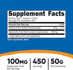 Nutricost Hyaluronic Acid Powder 50 Grams - Water Soluble, Fine Powder, Gluten Free, Non-GMO