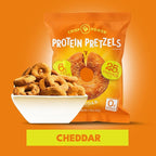 CRISP POWER Protein Pretzels, NEW Cheddar, 25G Protein, High Protein Snack, High Fiber, Low Carb Crunchy Pretzel Snacks, No Added Sugar, 1.75 oz Bags, 24 Pack, Vegan, Keto