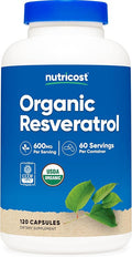 Nutricost Organic Resveratrol (600mg) 120 Capsules - USDA Organic, CCOF Certified, Vegan, GMO-Free, Gluten-Free, 60 Servings