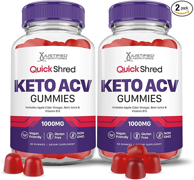 Justified Laboratories Quick Shred Keto ACV Gummies Advanced Formula 1000MG Apple Cider Vinegar Gummies with Pomegranate Beet Juice Powder & B12 Vegan, Non-GMO 120 Gummys